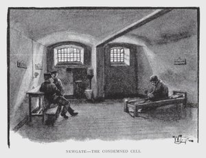 Newgate, tuomittu solu (litho) tekijältä William Luker
