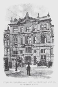 Peninsularin ja Oriental Steam Navigation Co:n toimistot, Leadenhall Street (litho) tekijältä William Luker