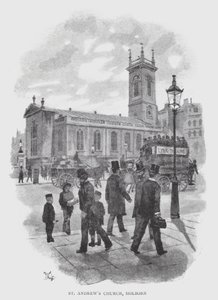 Pyhän Andreaksen kirkko, Holborn (litho) tekijältä William Luker
