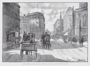 Mansion House Station, District Railway, Queen Victoria Street (litho) tekijältä William Luker
