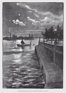 Westminster Blackfriars Bridgestä, yö (litho) tekijältä William Luker