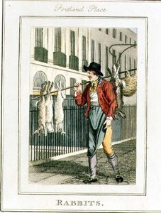Kanit, Portland Place, "Cries of London", pub. kirjoittanut Richard Phillips (1778-1851) 1804 (kaiverrus)