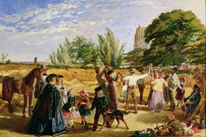 Sadonkorjuukohtaus Norfolkissa: sketsi "Hello Largesse", 1861