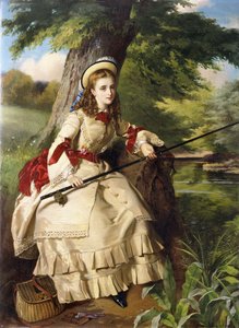 Nuori nainen kalastamassa, 1873