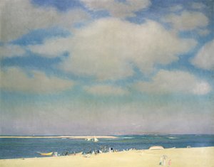 Merimaisema hiekkarannalla (The Beach at Chatham) n.1915 (öljy kankaalle) tekijältä William McGregor Paxton
