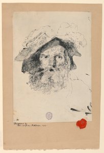 Piirros, parrakas miehen pää, 1872-78 tekijältä William Merritt Chase