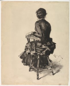 Istuva nainen tekijältä William Merritt Chase