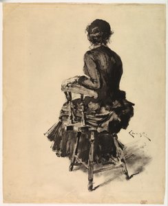 Nainen istuu tekijältä William Merritt Chase