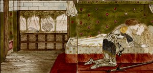 Kuusitoista laatta muodostaa kahdeksan kuvaa "Briar Rose" -tarinasta, 1862-1865. Taiteilijat: William Morris, Sir Edward Coley Burne-Jones. tekijältä WilliamWilliam Morris, Sir Edward Coley Burne Jones