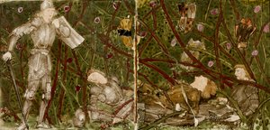 Kuusitoista laatta muodostaa kahdeksan kuvaa "Briar Rose" -tarinasta, 1862-1865. Taiteilijat: William Morris, Sir Edward Coley Burne-Jones. tekijältä WilliamWilliam Morris, Sir Edward Coley Burne Jones
