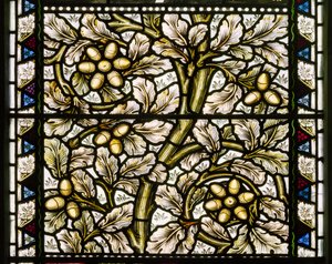 Kirkcaldy Old Kirk, Morris & Co., William Morris, Acorns & Oak Leaves, 1886. tekijältä William Morris