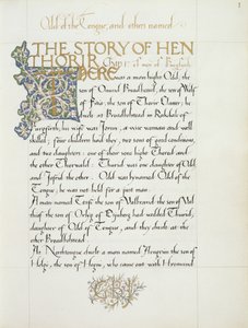 Ms 270* f.1r Hen Thoririn tarina, noin 1873-4 (paperi). tekijältä William Morris