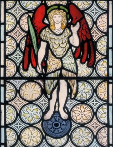 Serafi tai enkeli, suunniteltu 1865 (lasimaalauksia) tekijältä William Morris