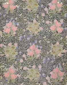 Tapettisuunnittelu tulppaanit, päivänkakkarat ja kuusama (taustakuva) tekijältä William Morris