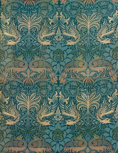 William Morris Peacock and Dragon Textile Design, n. 1880 (puupainatus) tekijältä William Morris