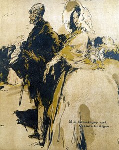 Miss Fotheringay ja kapteeni Costigan, kuvitus "Characters of Romance" -sarjasta, julkaistu ensimmäisen kerran 1900 (värilitho) tekijältä William Nicholson