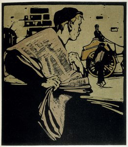 Newspaper Crier, Lontoo - teoksessa "" Types of London", kirjoittanut William Nicholson (1872-1949), toim. Floury