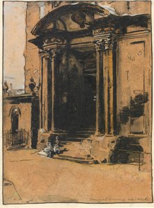 Oxfordin vanhan Ashmolean-museon oviaukko (kynä ja muste, musta liitu ja pesu, jossa on valkoinen korostus kuultopaperilla) tekijältä William Nicholson