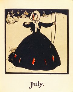 Heinäkuu, kirjasta An Almanac of Twelve Sports, Rudyard Kiplingin sanoilla, ensimmäisen julkaisija William Heinemann tekijältä William Nicholson