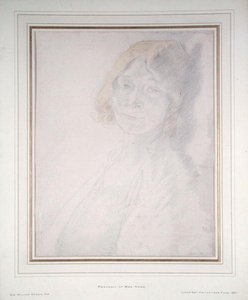 Mrs Honen muotokuva (kynä ja akvarelli paperille) tekijältä William Orpen