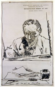 Omakuva peiliin katsoen (tussi ja tussi paperille) tekijältä William Orpen