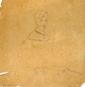 Dame im Abendkleid mit Figur der Venus von Milo tekijältä William Page