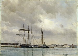 Boats in Harbour, Loading China Clay, n.1900