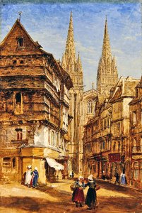 St Corentin of Quimper Cathedral, n. 1860 (öljy paperille asetettu alukselle)