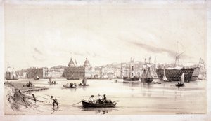Näkymä Greenwichiin Thames-joen yli, Lontoo, vuodelta 1841. tekijältä William Parrott