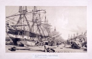 West India Docks, Poplar, Lontoo, 1830 tekijältä William Parrott