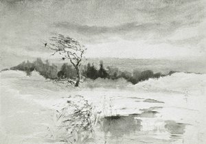 Maisema, jossa on vettä ja tuulinen puu tekijältä William Parsons Winchester  Dana