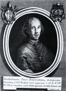 Italian kardinaalin Bartolomeo Paccan (1756-1844) muotokuva, kaiverrus tekijältä Nicolas Toussaint Charlet