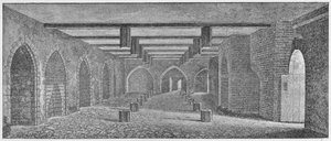 Ruutitonnekellarin sisätilat Westminsterin vanhan palatsin alla, c1883