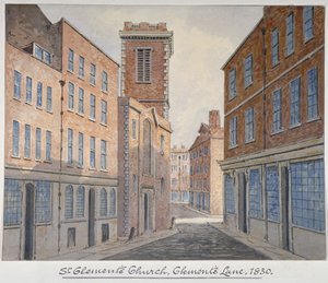 St Clementin kirkko, Eastcheap, Lontoo, 1830 tekijältä William Pearson