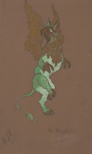 Gryphon-pukusuunnittelu Liisa Ihmemaassa, 1915. tekijältä William Penhallow Henderson