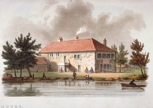 Mitre Tavern Paddingtonin kanavalla, Lontoo, vuosi 1810.