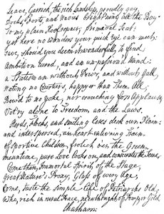 Lord Chathamin runo David Garrickille, 1700-luku, 1840