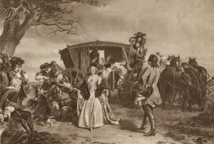 Ranskalainen valtatiemies Claude Duval (litho) piti perhettä