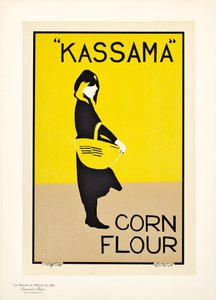 Jäljennös julisteesta, jossa mainostetaan "Kassama Corn Flour"