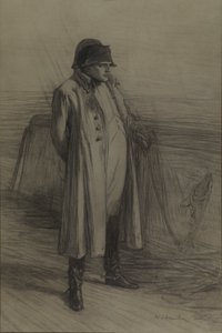 Napoleon Bellerophon-aluksella, noin 1880 (hiili, musta liitu). tekijältä William Quiller Orchardson