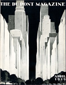 Pilvenpiirtäjät, DuPont-lehden etukansi, huhtikuu 1929 tekijältä William R. Jr. Hollingsworth