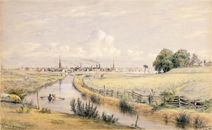 Jersey City, vilkaisu New Yorkiin Bergenin kanavasta, 1854 tekijältä William Rickarby Miller