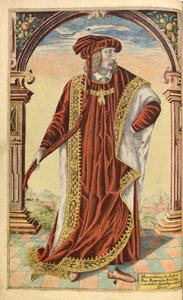 Keisari Maximilian I, of Honor Military, ja Civil, William Segar, pub. Robert Barker, Lontoo, 1602 (käsinvärinen kaiverrus)