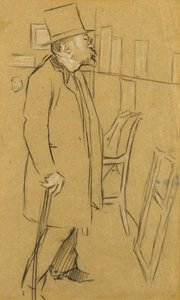The Connoisseur - Mahdollisesti muotokuva Monsista. Julien, n. 1890 (hiili ja valkoinen liitu paperille) tekijältä William Rothenstein