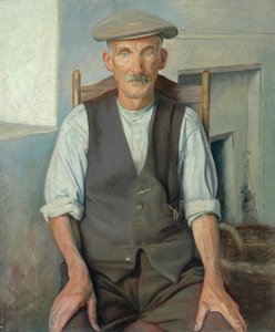 Vanha puutarhuri (öljy kankaalle) tekijältä William Rothenstein