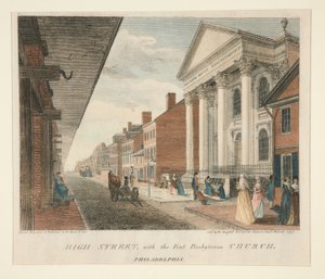 High Street, First Presbyterian Church, Philadelphia tekijältä William Russell Birch