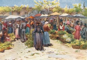 Vihannestori, Nizza, etelään päin (värilitografia)