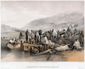 Sairaiden maihinnousu Balaklavassa, 1855 tekijältä William Crimea Simpson