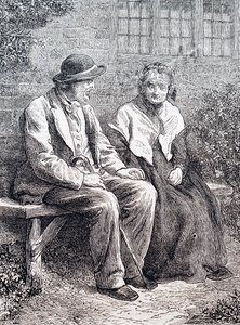 Vanhempi pariskunta. Kirjailija William Small (1843-1929) englantilainen kuvittaja. 1880 (kaiverrus) tekijältä William Small