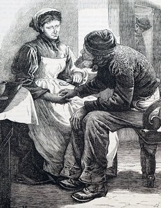 Vanhempi pariskunta. Kirjailija William Small (1843-1929) englantilainen kuvittaja. 1880 (kaiverrus) tekijältä William Small